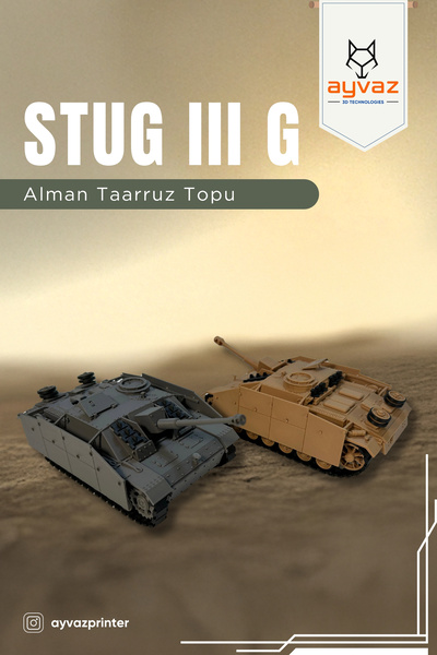 ayvazprinter STUG III G 1/35 Ölçek, 8,5x20x6 cm Boyutlu, Hareketli Palet Sist...