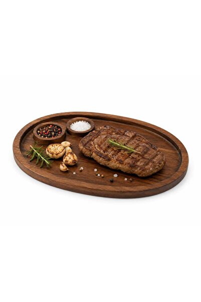 Asi AKASYA AHŞAP OVAL SUNUM TEPSİSİ 25*14 CM