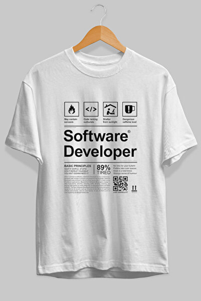 Ankhises Tricou alb cu imprimeu frontal supradimensionat pentru dezvoltatori ...