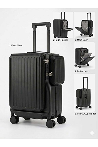 sea gulf Elegant 20" Front-Open Travel Luggage with 2 Locks, Connected Rollin...