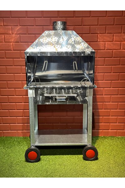 doğu 60X40 4 TEKERLEKLİ DAVLUMBAZLI KROM MANGAL KÖMÜRLÜ BARBEKÜ