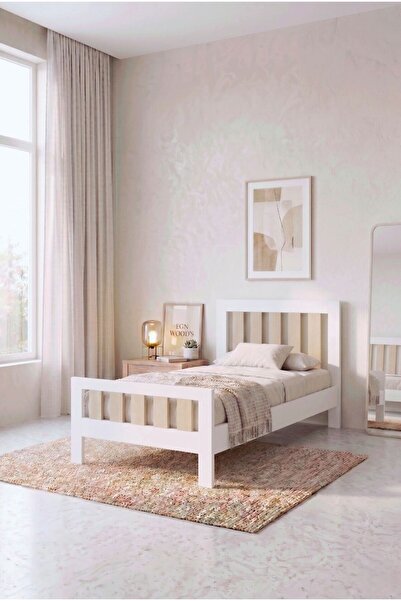 EGN WOODS Modern Beyaz - MDF Karyola - Tek ve Çift Kişilik Yatak Ölçü Seçenekleri - Farklı Renk Alternatifleri Roma