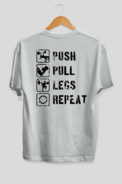 Ankhises Tricou alb cu imprimeu pe spate Push Pull Legs Oversize, 100% bumbac...