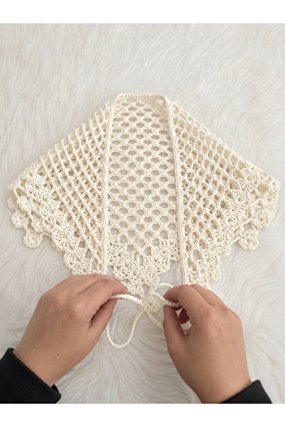 BELLEVIE Hand Knitted Off-White Hair Bandana – Bohemian Summer Style