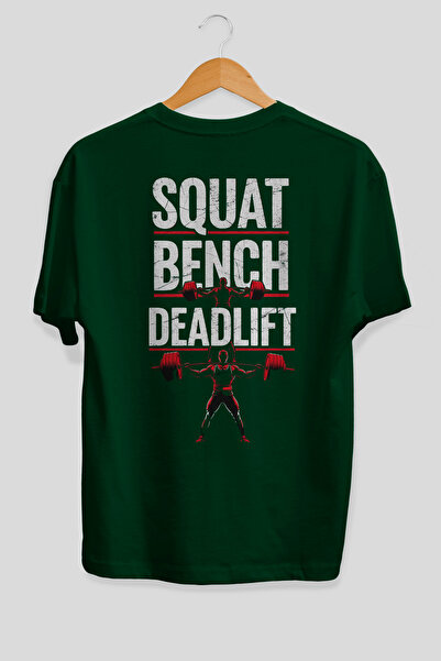 Ankhises Squat Bench Deadlift 3 Oversize Zelena Majica sa Štampanim Leđima 10...