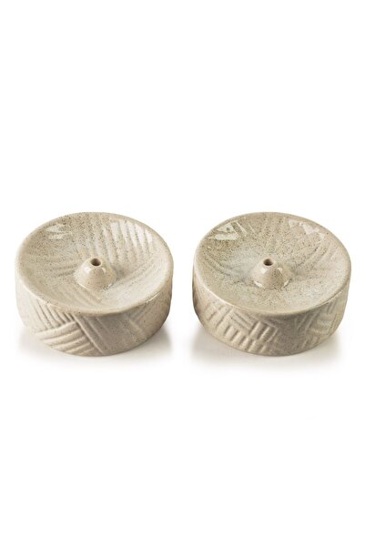 MONDEX Suport ceramic pentru tămâie din 1986, 7x7x3 cm, Bej, Pachet de 2