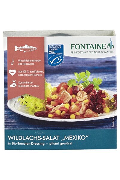 Fontaine Salata de somon salbatic Mexico in dressing bio de rosii picanta