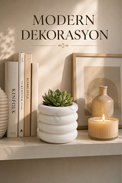 devhome Dalgalı Mini Saksı Boyama Objesi - Boyanabilir Alçı Dekoratif Saksı -...