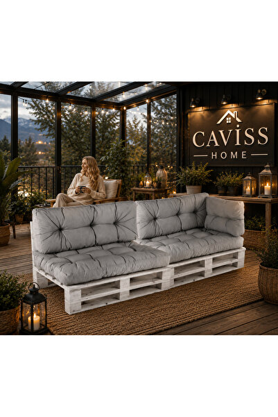 cavisshome Caviss Home Dış/iç Mekan 5 Li Palet Minderi Bahçe Minderi Seti Tak...