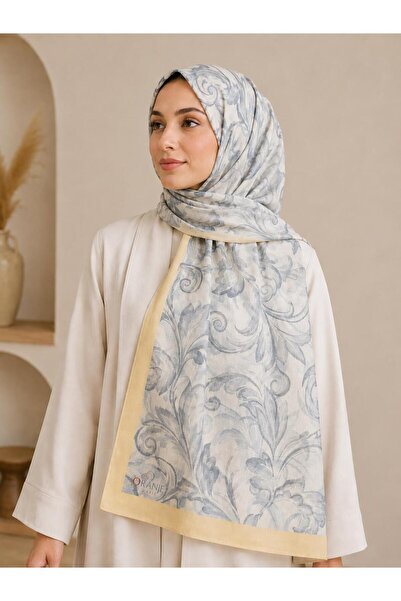 Saaye Babil İpek Blush Desenli Sarı Şal 190x80 cm