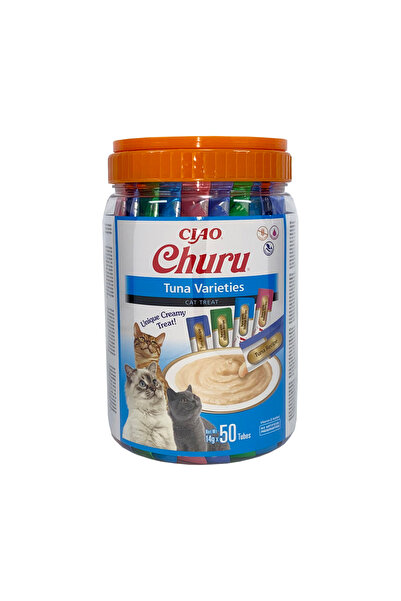 Inaba Churu Gustări cremoase cu ton pentru pisici, pachet asortat 50 x 14 g