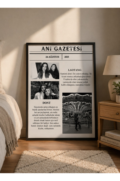 incdesign Anı Gazetesi Poster - Kişiye Özel A4 Çerçeveli