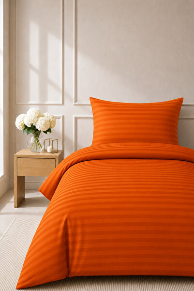 Anılsan Elif Satin Striped Single Set Buttoned Duvet Cover Quilt Cover 100% C...