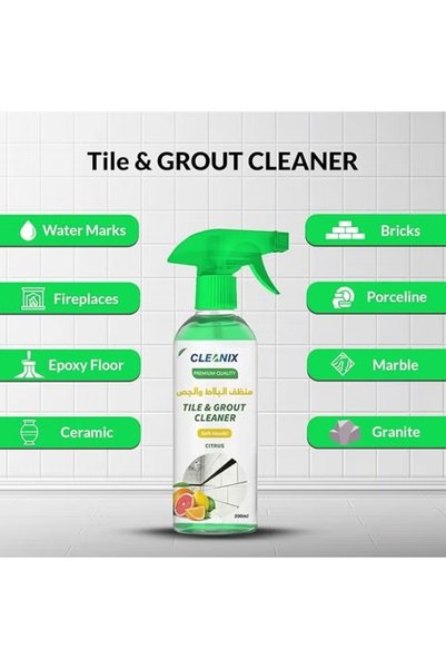 Cleanix Tile & Grout Cleaner Citrus 500ml + Refill Pack | Professional Tile Joint Cleaner for Bathroom, Kitchen, Floor Tiles, Ceramic, Marble & Grout Stain Removal Spray