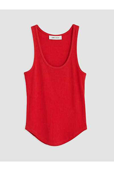LC Waikiki Red U-Neck Women's Ribbed Tank Top