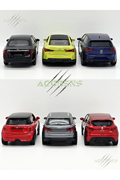 Acubens Diecast Metal Model Çek Bırak Oyuncak Arabalar (BMW M4, Mercedes, Renault, Audi, MINI, Volkswagen Golf 8 GTI)