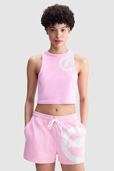 ecko unltd. Ecko Red Hannah Regular Fit Crop Crew Neck Printed Women's Pink T...