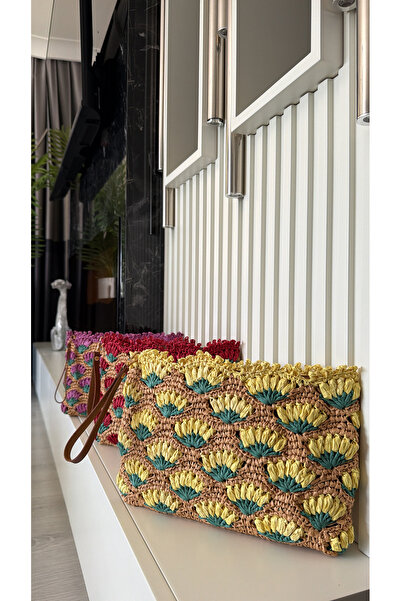 WOMANBAG EL YAPIMI İÇİ DERİ ASTAR CEPLİ PORTFÖY CLUTCH ÇANTA EL ÇANTASI(35x20cm)