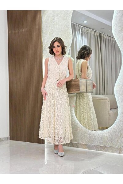 vanus fashion 7087 - فستان سهرة ميدي قطعتين