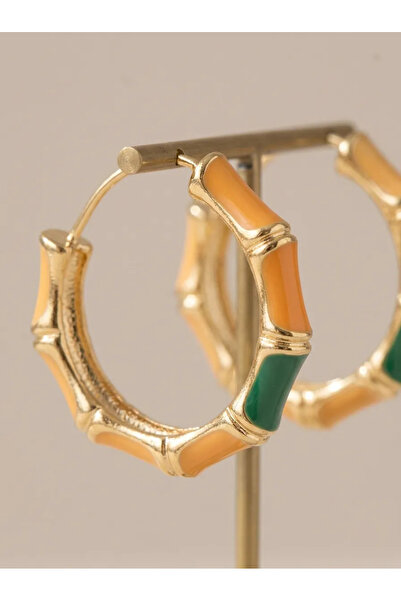 Jewerly “Bambu Tonlu Halkalı Küpe – Turuncu & Yeşil”
