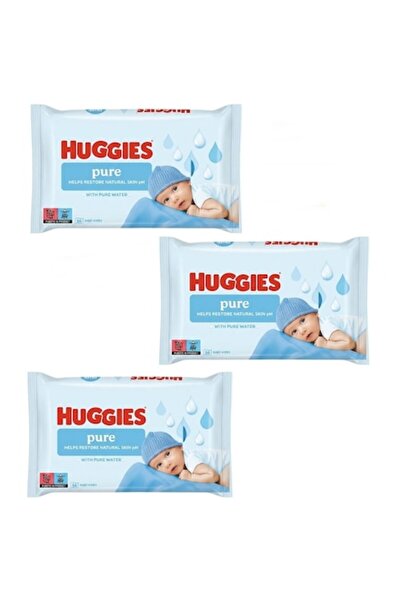Huggies Pachet cu 3 x șervețele umede pentru bebeluși cu apă pură, 3 x 56 bucăți