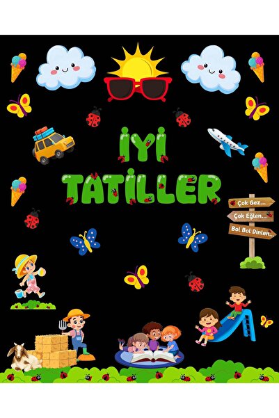 Ti Play Tatil Temalı Karne Günü Hatıra Fotoğrafı PVC Vinil Afiş 160 x 200 cm ...