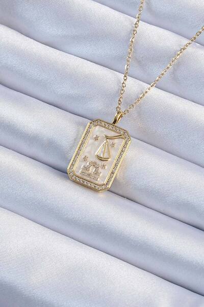 OGHAMAY 316L Steel Chain Gold Color Zircon Stone Framed Tarot Necklace