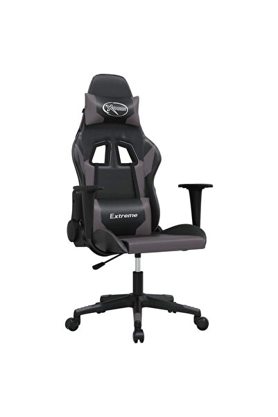 vidaxl Scaun de gaming de masaj, negru și gri, piele ecologică