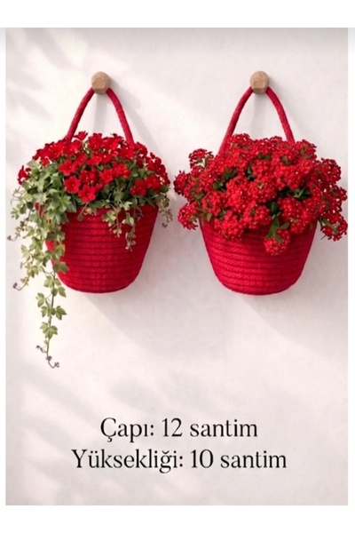ENA Saksılık Mini Dekoratif Sepet 2'li Mini Çiçeklik 12x10 Cm(BİTKİLER VE ASK...