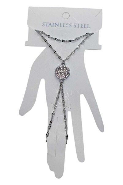 OGHAMAY Silver Color Round White Stone Sf Sf Chain Steel Shahmeran - 3567
