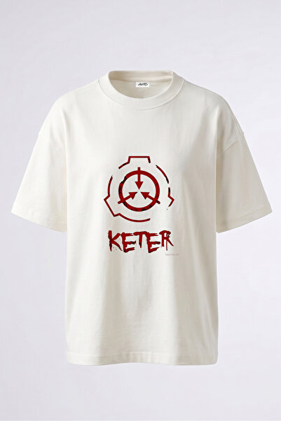 Anetos Scp Keter Design Back Printed Cotton White Oversize T-Shirt