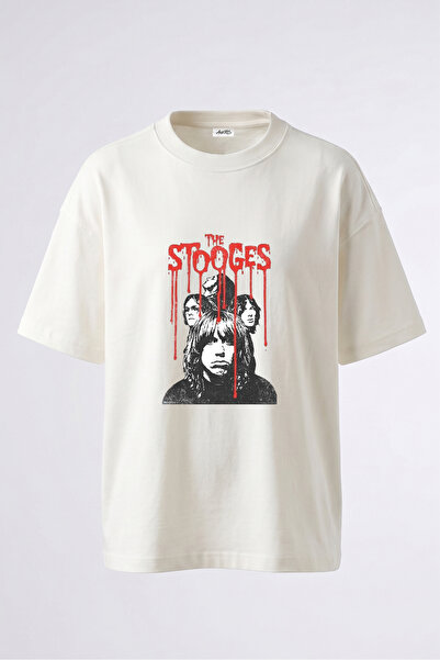 Anetos The Stooges Design Μπλουζάκι με στάμπα στην πλάτη, βαμβακερό, λευκό, o...