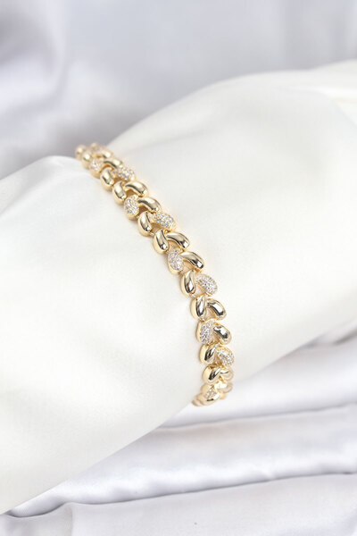 OGHAMAY Brass Gold Color Vip Series Spiral Drop Model Zircon Stone Women's Br...
