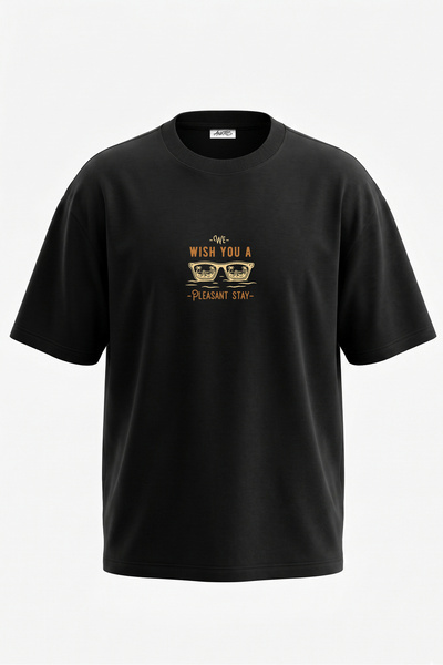 Anetos Dizajn naočara za praznike Leđa Štampano Pamuk Crna Oversize kroj T-shirt