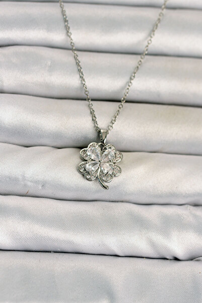 OGHAMAY 316L Steel Chain Silver Color 4 Leaf Clover Model Women's Necklace