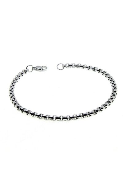 OGHAMAY Silver Color Interlocking Albanian Elevator Unisex Men's Steel Bracel...