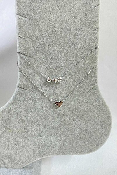 OGHAMAY Silver Color Dorica Heart Model Sf Chain Steel Anklet - 3263