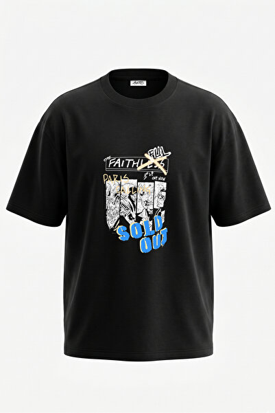 Anetos Grafički roman Punk dizajn Leđa sa štampanjem Pamučna crna oversize ma...