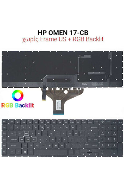 HP Πληκτρολόγιο φορητού υπολογιστή για OMEN 17-CB χωρίς πλαίσιο και αγγλική (...