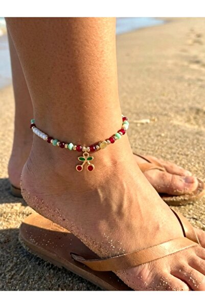 Allurist Jewerly Kiraz Figürlü el yapımı renkli taşlı halhal