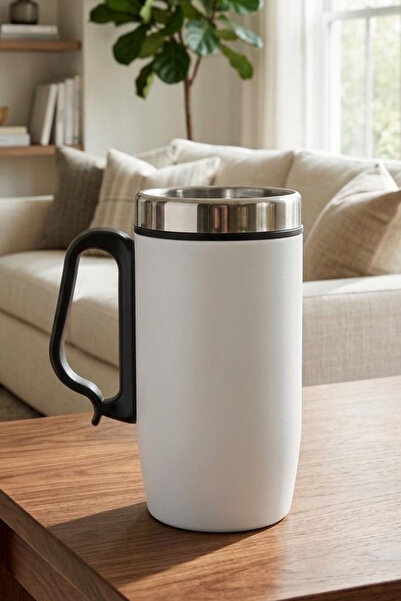 Decopat 240 ml Cup with Lid and Handle Mug Coffee Tea Thermos Cup Mug