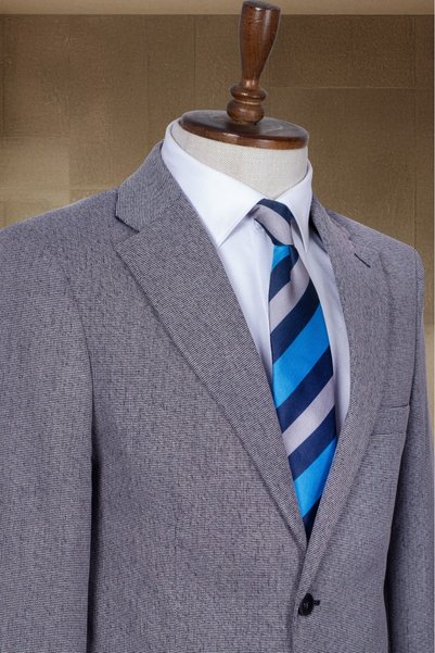 Sergio Ferraro Navy Blue Textured Italian Style Slim Fit Men's Blazer Jacket