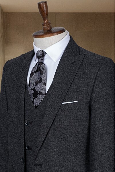 Sergio Ferraro Siyah Blazer Ceket-Yelek-Pantolon Takım- Takım Elbise