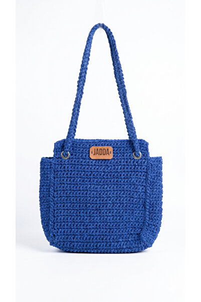 JADDA Handmade Daily Knitted Shoulder Bag Paper Rope Blue