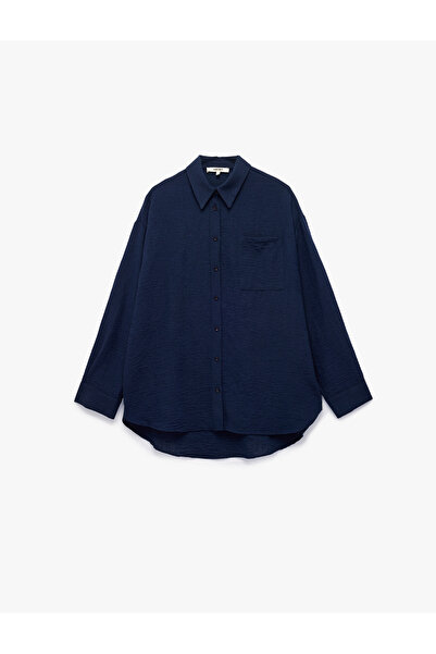 Koton Linen Look Textured Long Sleeve Pocketed Shirt Beach Dress