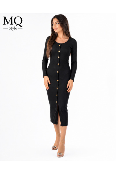 MQ Casual Midi Dress with Front Buttons Tight Fitting Dress from Turkish Coll...
