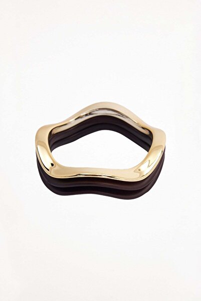 Tudors Women's Gold and Dark Color Bohemian Style Wavy Design Bracelet