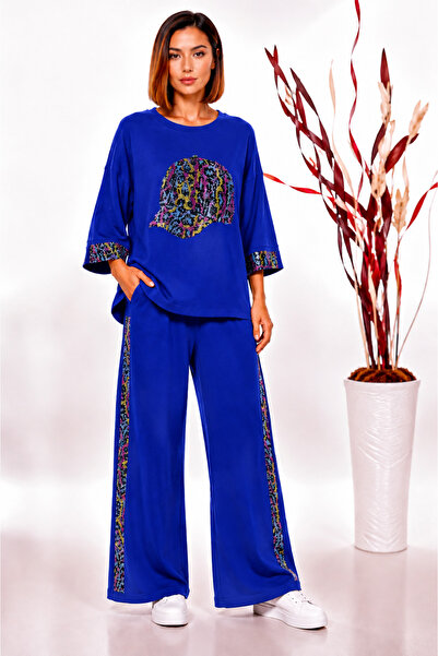 JERFİ Women's Stone Printed Modal Dual Set