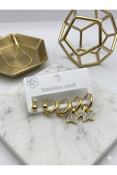BİJU YILMAZ 26Clk118 - Glitter Star Earring Set