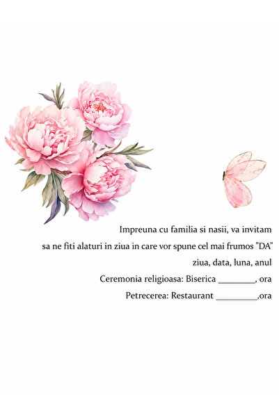 OEM Set Invitatii Nunta M63, Carton, Multicolor, 10x15 cm, 10 buc